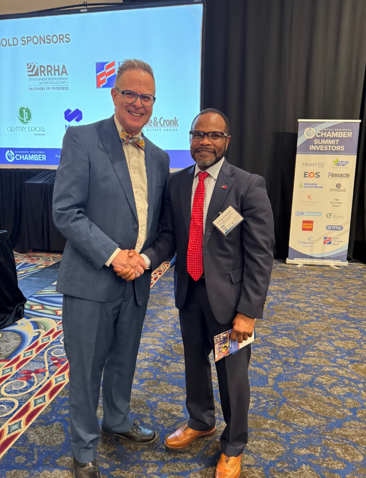 Curtis Joachim of The Joachim Group with Roanoke Mayor Joe Cobb at the 2026 State of the City Address